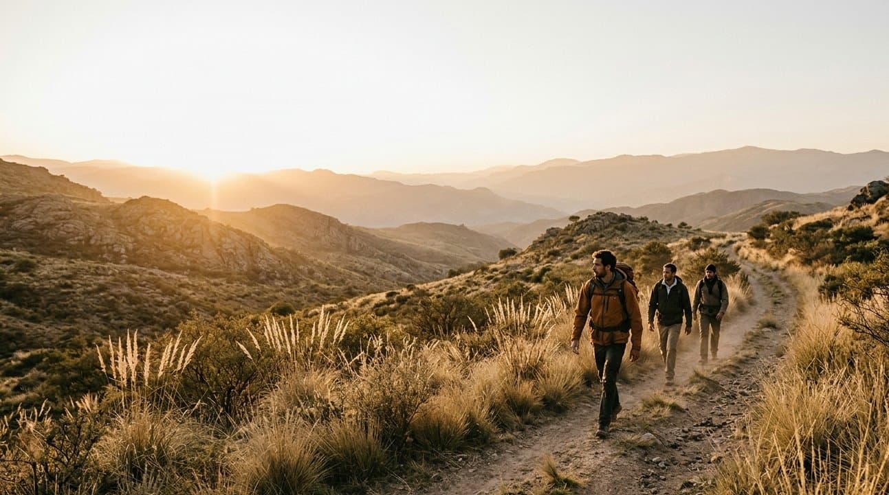 Trekking al atardecer en las sierras de Córdoba